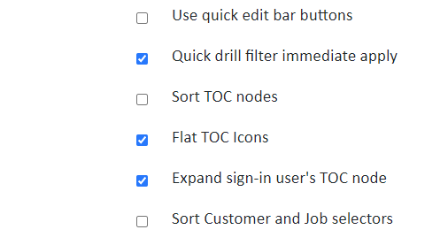 Screenshot of user preferences toggle switches