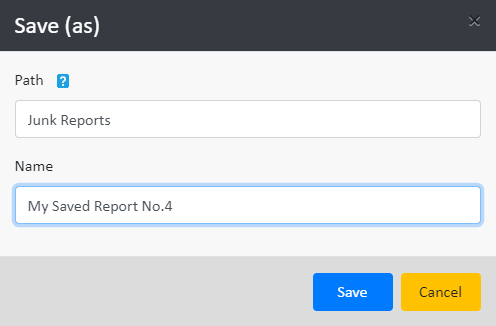 Screenshot of report save as prompt