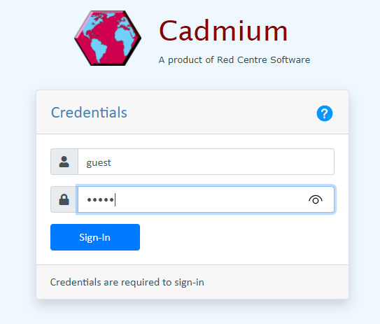 Screenshot of the Cadmium sign-in prompt